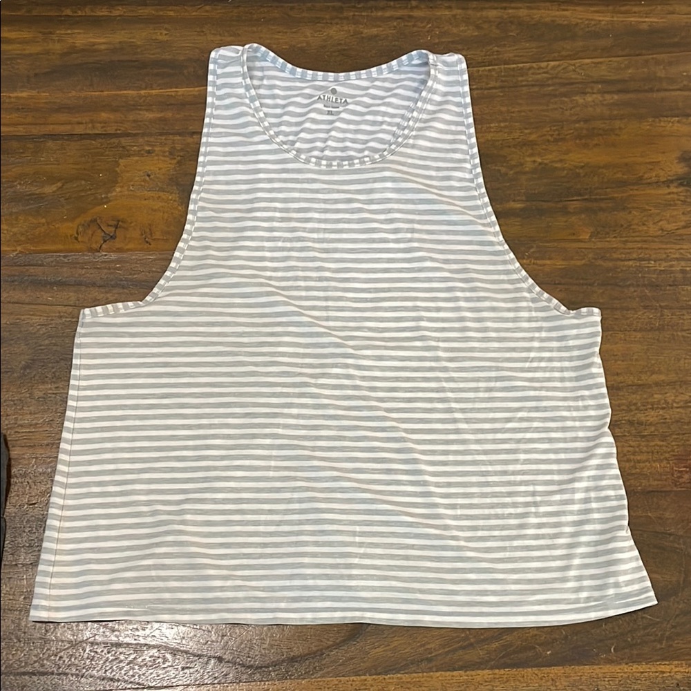 Athleta Blue and White Sleeveless Crop Tank Top Size XL